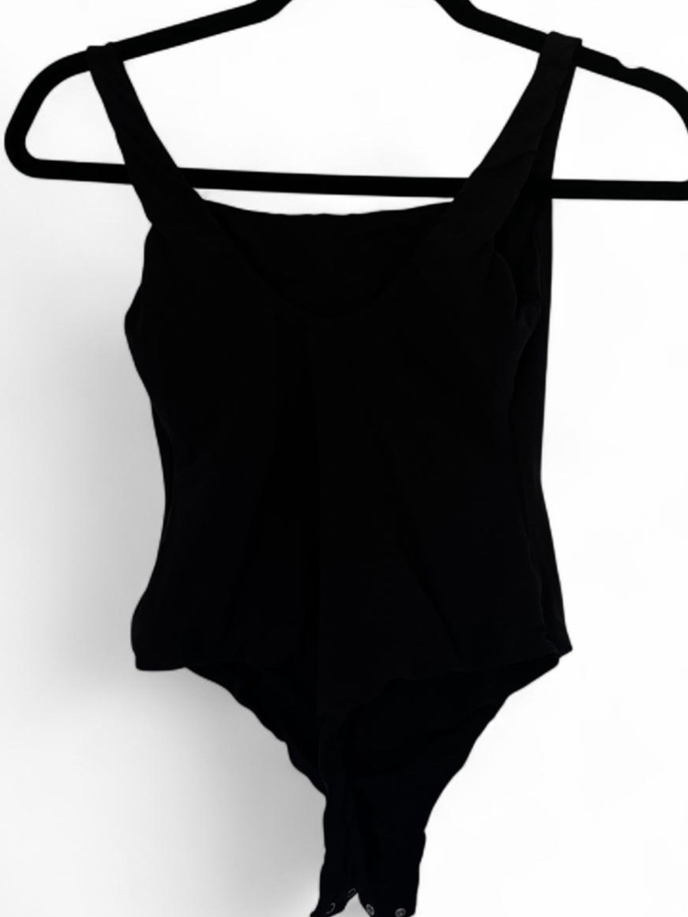 SKIMS Black Scoop-Neck Wide-Strap Bodysuit — Minimal Tank Style